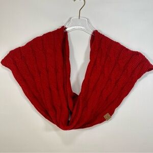 C.C. Red Cable Knit Infinity Scarf